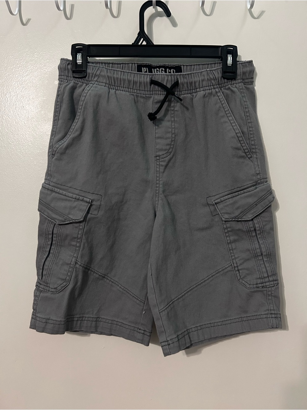 Plugg Gray Kids Drawstring Shorts with Black Cord